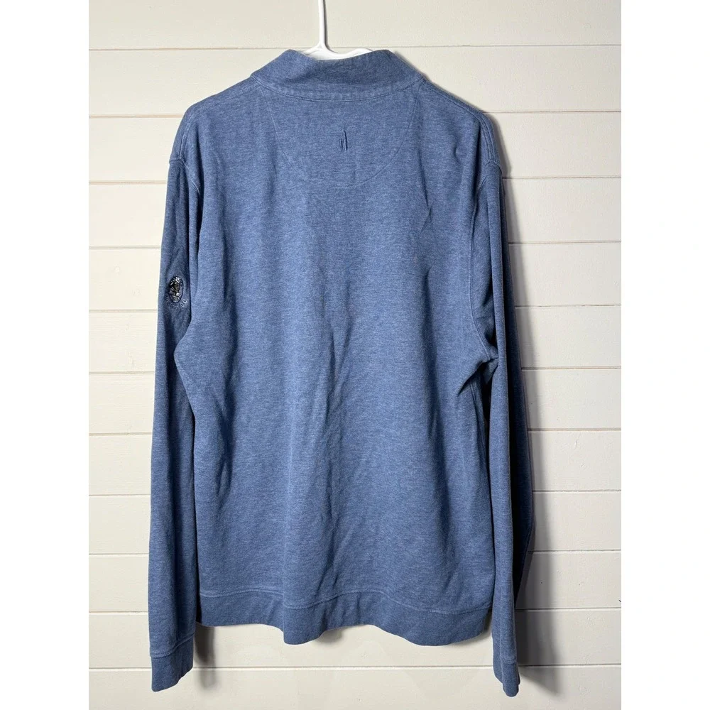 Johnnie-O Mens XL Blue Heathered Quarter Zip‎ Pullover Big Foot Golf Sweater